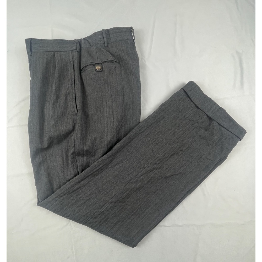 POLO RALPH Mens Charcoal Gray Double Pleated Cuffed Dress Pants Trousers 31x29.5